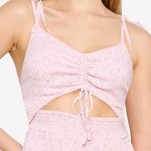 Hollister pink floral cutout midi dress